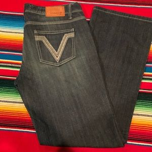 Vigoss collection jeans with embroidery and flare leg. Sz 13